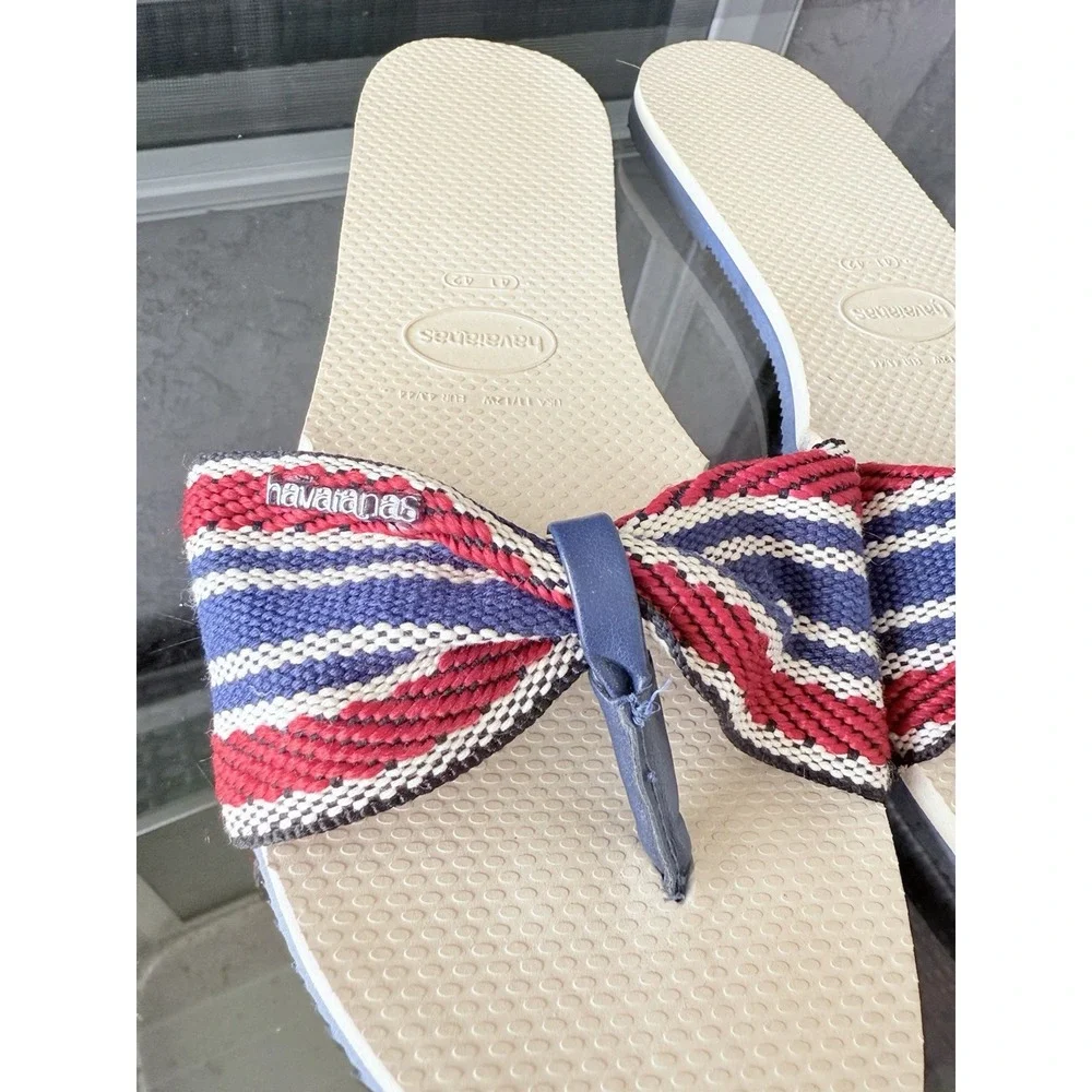 HAVAIANAS You St. Tropez Fita‎ Stripe Flip Flops Womens 11-12 41-42 White USA